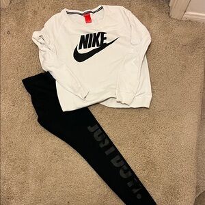 Nike White Top and Black Leggings Set